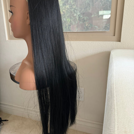 Till style 24 inch black long straight hair extensions with /clip in hair extensions black