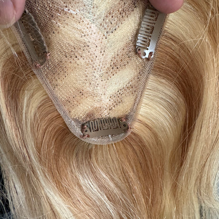 Till style remy human Hair Toppers for women ash blonde highlighted
