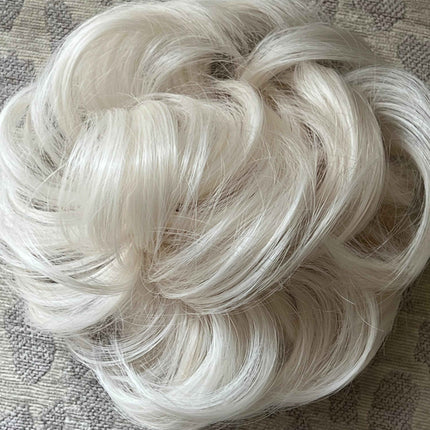 Tillstyle elastic messy bun hair piece curly hair bun pieces bleach blonde