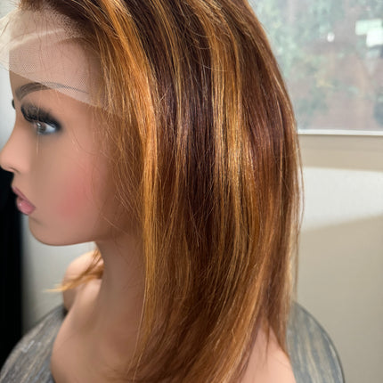 Bob wig human hair lace front shortbob wigs for women highlighted ombre