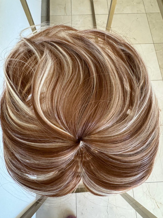 Tillstyle medium brown blonde highlighted hair piece  brown clip in hair toppers