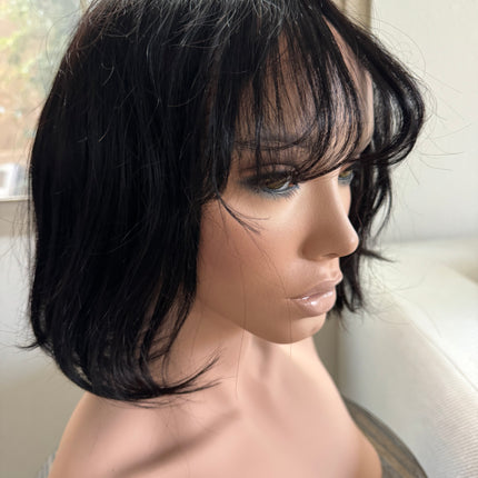 Short Bob wigs with bangs 100% human hair bob wigs glue-less middle part