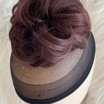 Tillstyle  elastic messy hair bun curly hair bun pieces hair scrunchie burgundy