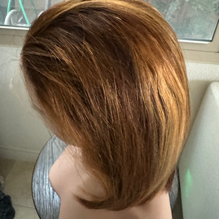 Bob wig 100% human hair lace front bob wigs for women  ombre brown
