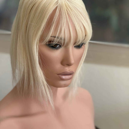 Till style remy human Hair Toppers with bangs blonde