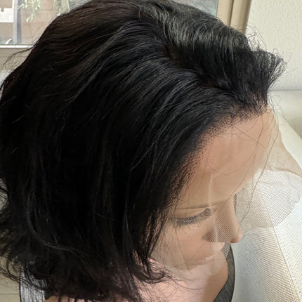 Lace front Wavy Bob wig 100% human hair 12 inch short  bob wavy glue-less