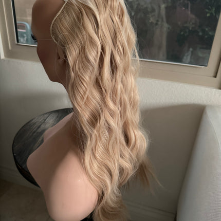 Till style loose body wave invisible wire hair extensions with removable clips