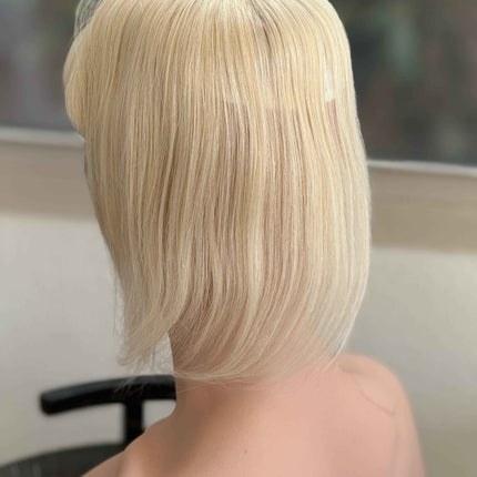 Till style remy human Hair Toppers with bangs blonde