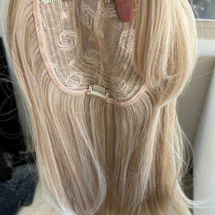 Tillstyle  platinum blonde mix homey blonde hair toppers with butterfly bangs