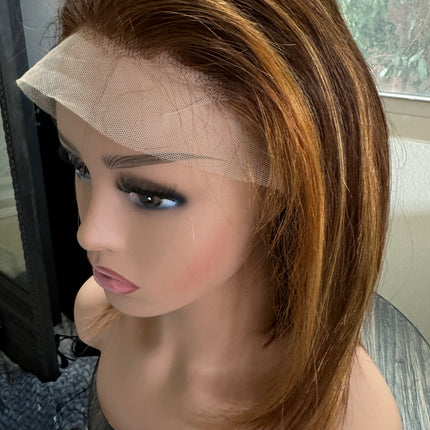 Bob wig human hair lace front shortbob wigs for women highlighted ombre