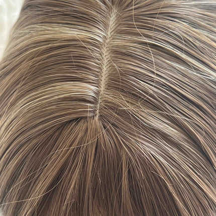Synthetic hair toppers with bangs ombre with highlights clip in hair topper