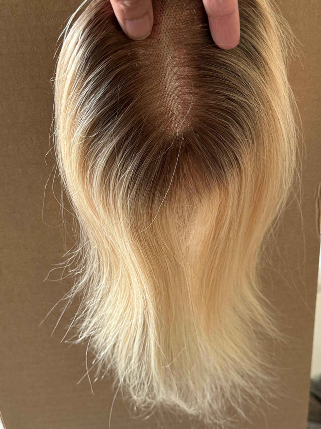 Tillstyle 100% Human Hair Toppers for women platinum blonde ash brown