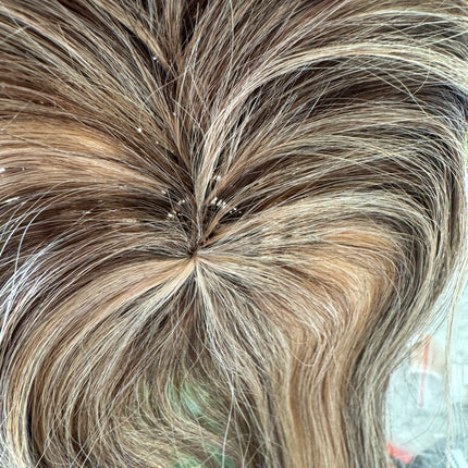 Till style human Hair Toppers for women ash brown ombre blonde Highlights