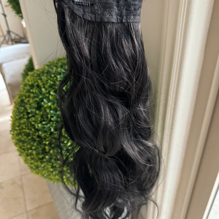 Till style black loose body wave invisible wire hair extensions with removable clips