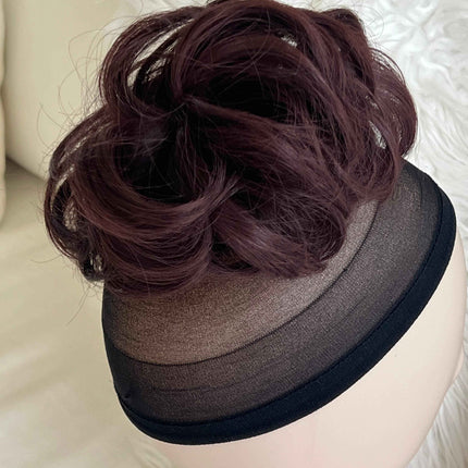 Tillstyle  elastic messy hair bun curly hair bun pieces hair scrunchie burgundy