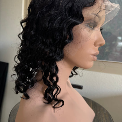 Black Human hair deep wave short curly bob wig for women pre-plucked baby hair