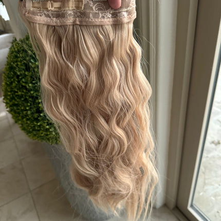 Till style loose body wave invisible wire hair extensions with removable clips