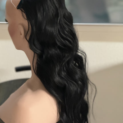 Till style black loose body wave invisible wire hair extensions with removable clips