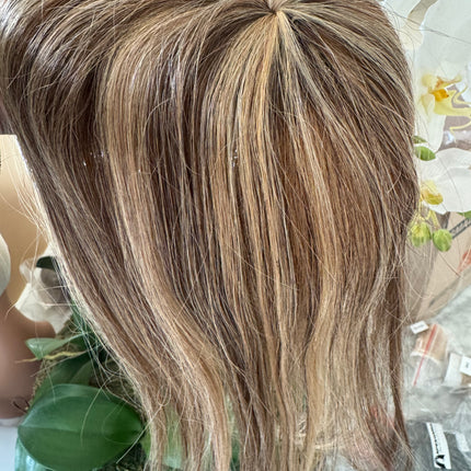 Till style human Hair Toppers for women ash brown ombre blonde Highlights