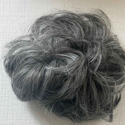 Tillstyle elastic messy bun hair piece curly hair bun pieces scrunchies salt and pepper grey with mixed white