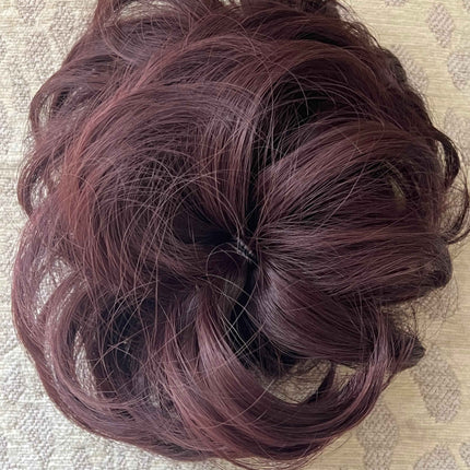 Tillstyle  elastic messy hair bun curly hair bun pieces hair scrunchie burgundy