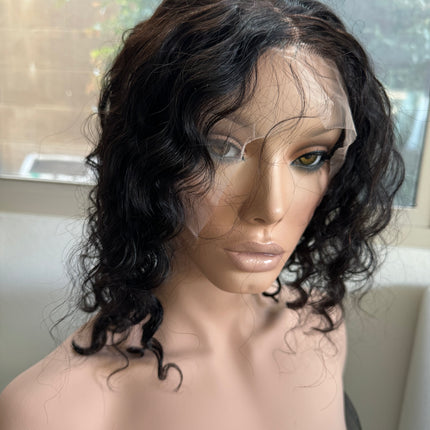 Black Human hair deep wave short curly bob wig for women pre-plucked baby hair