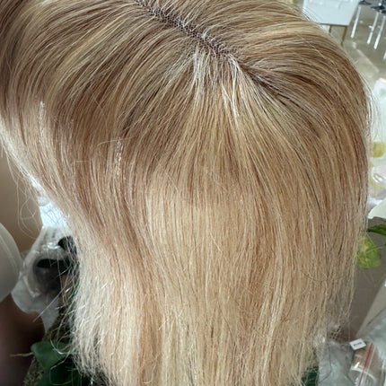 Till style remy human Hair Toppers for women ash blonde highlighted