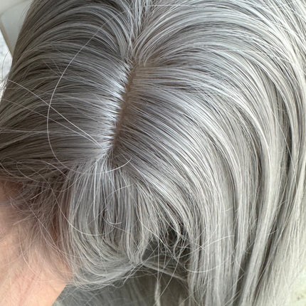 Tillstyle long silver wig with bangs straight wig for women 26 inch
