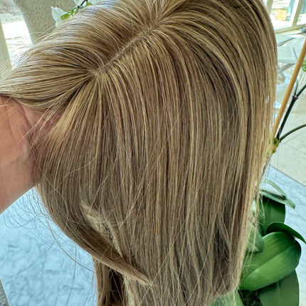 Ash brown mix ash blonde Hair Toppers For Women with butterfly Bangs