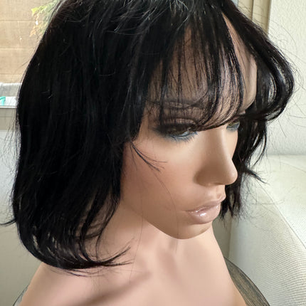 Short Bob wigs with bangs 100% human hair bob wigs glue-less middle part