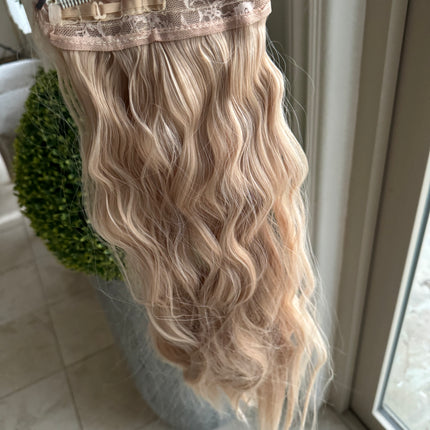 Till style loose body wave invisible wire hair extensions with removable clips