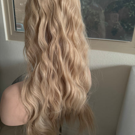 Till style loose body wave invisible wire hair extensions with removable clips