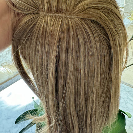 Ash brown mix ash blonde Hair Toppers For Women with butterfly Bangs