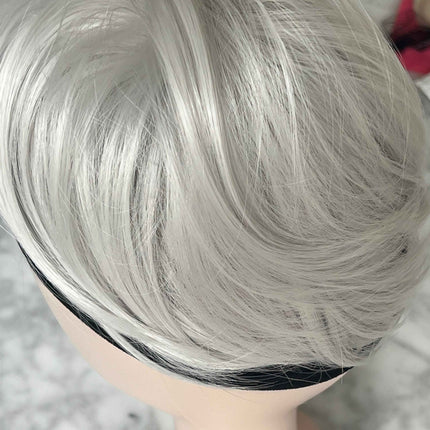 Tillstyle elastic Hair scrunchie bun tousled updo chignon light grey blonde white straight hair