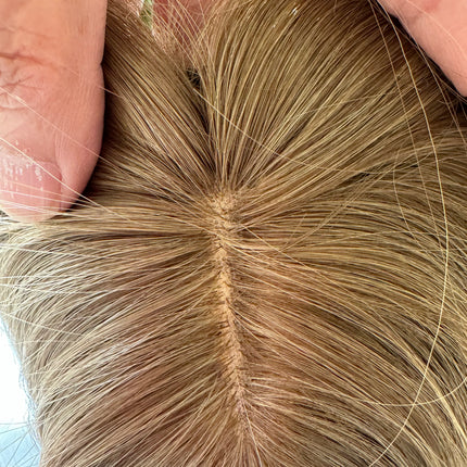 Ash brown mix ash blonde Hair Toppers For Women with butterfly Bangs