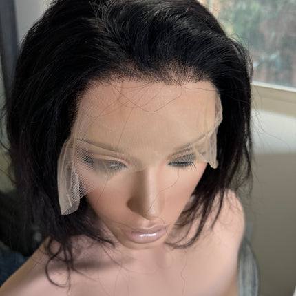 Lace front Wavy Bob wig 100% human hair 12 inch short  bob wavy glue-less