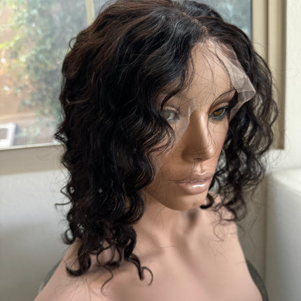 Black Human hair deep wave short curly bob wig for women pre-plucked baby hair
