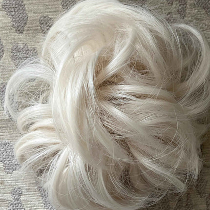Tillstyle elastic messy bun hair piece curly hair bun pieces bleach blonde