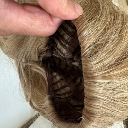 Tillstyle long wavy tied in half wig dirty blonde with ash blonde highlights water wave breathable base