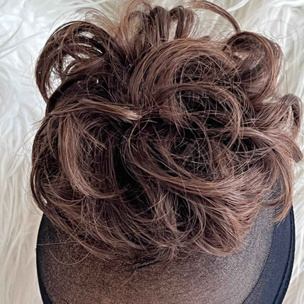 Tillstyle elastic messy bun hair piece curly hair bun pieces caramel brown