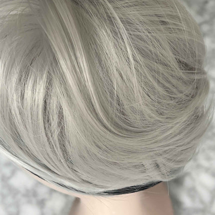 Tillstyle elastic Hair scrunchie bun tousled updo chignon light grey blonde white straight hair