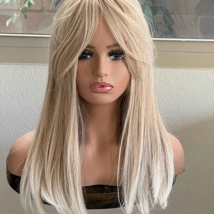 Tillstyle  platinum blonde mix homey blonde hair toppers with butterfly bangs
