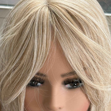 Tillstyle  platinum blonde mix homey blonde hair toppers with butterfly bangs