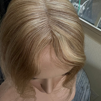 Till style remy human Hair Toppers for women blonde ash brown highlights