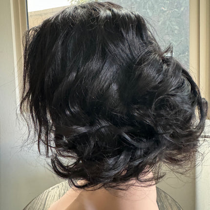 Lace front Wavy Bob wig 100% human hair 12 inch short  bob wavy glue-less