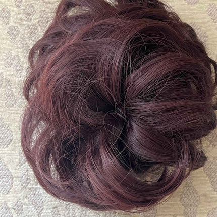 Tillstyle  elastic messy hair bun curly hair bun pieces hair scrunchie burgundy