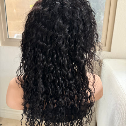 Black Deep wave 100% human hair lace front wigs for women brazilian hair