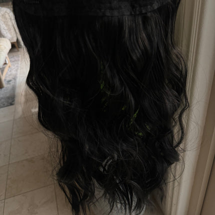 Till style black loose body wave invisible wire hair extensions with removable clips