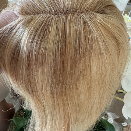 Till style remy human Hair Toppers for women ash blonde highlighted