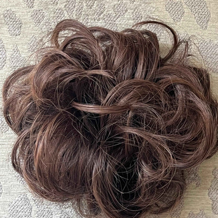 Tillstyle elastic messy bun hair piece curly hair bun pieces caramel brown